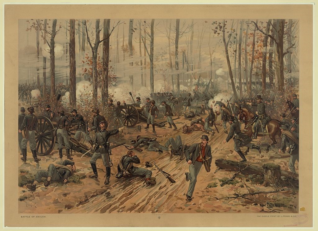 A painting from 1888 that illustrates the Battle of Shiloh in April 1862 during the Civil War.