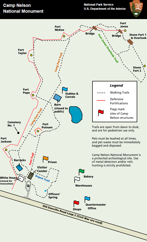 Hiking trails at Camp Nelson National Monument