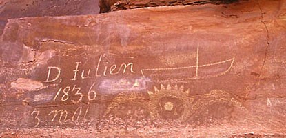 Denis Julien inscription dated 1836 on a rock wall Denis Julien inscription dated 1836 on a rock wall