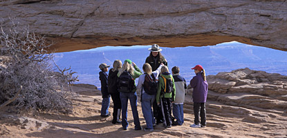 A local school group visits Mesa Arch at the Island in the Sky A local school group visits Mesa Arch at the Island in the Sky