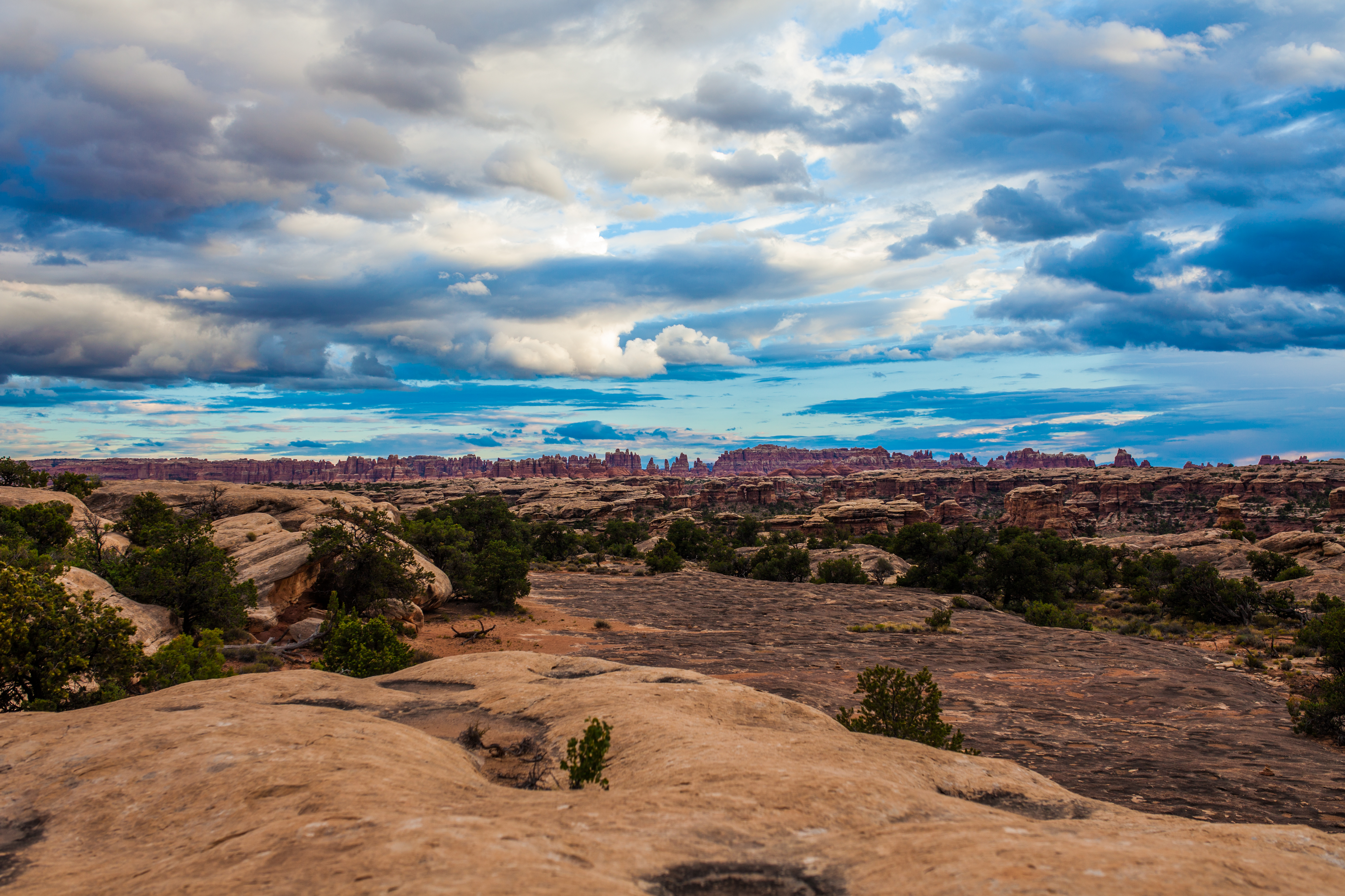 Landscape view of desert, cloudy skies
