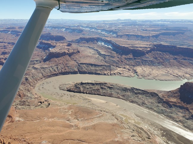 Aerial view of a river delta