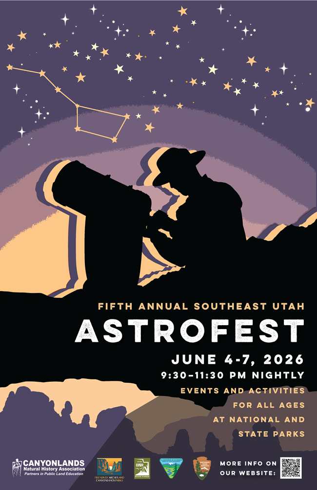 Poster design with a silhouetted ranger in black, gold, and purple with stars, text, and various agency icons