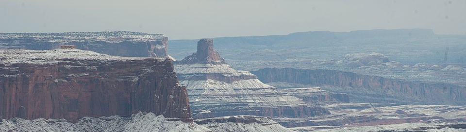 clifftops and pinnacles dusted with snow