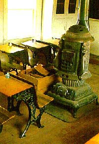 Pot bellied stove used to warm the schoolhouse