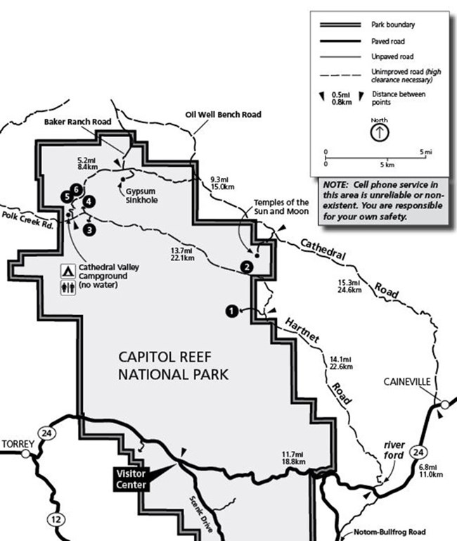 Trailhead Locations Map for Cathedral District