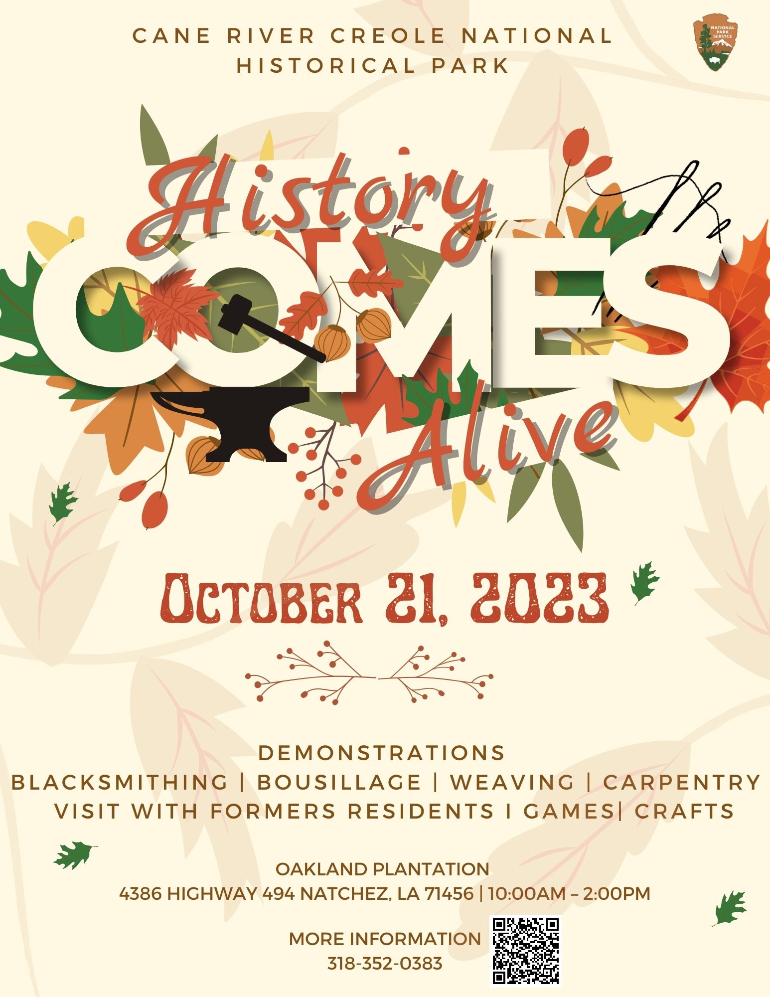 Join us! Event flyer featuring fall foliage.