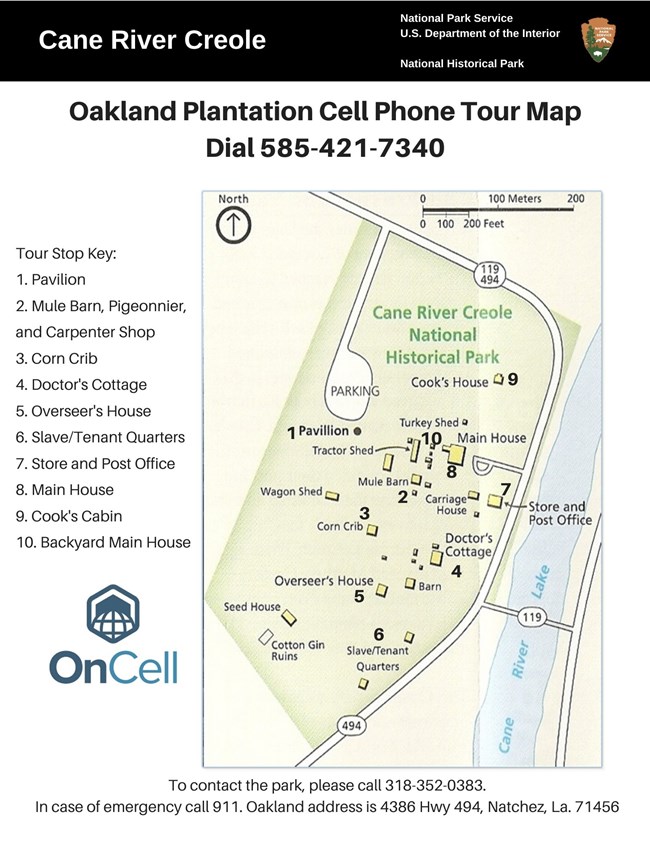 Oakland Plantation Cell Phone Tour Map