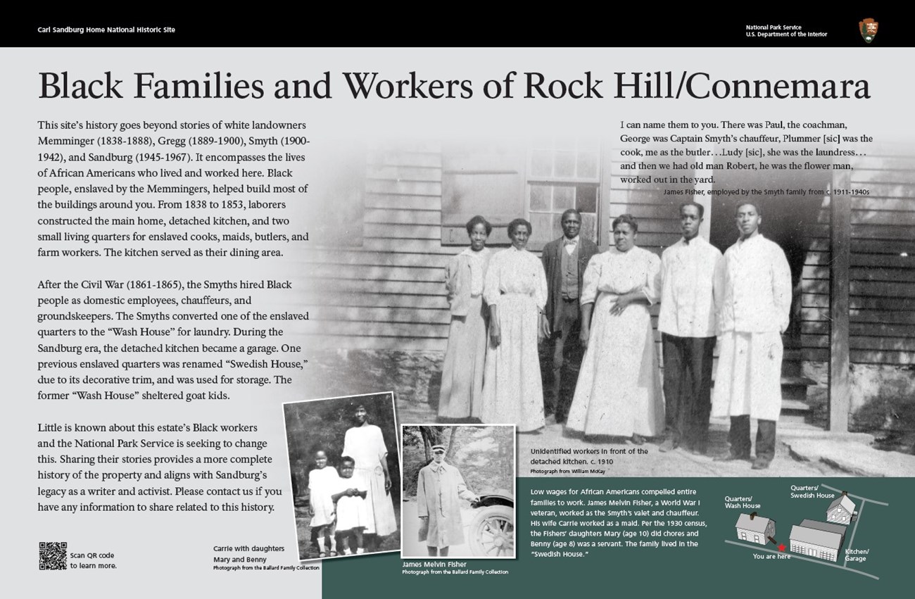 large infographic with text on the left side and black and white images on the right of Black workers from the early 1900s