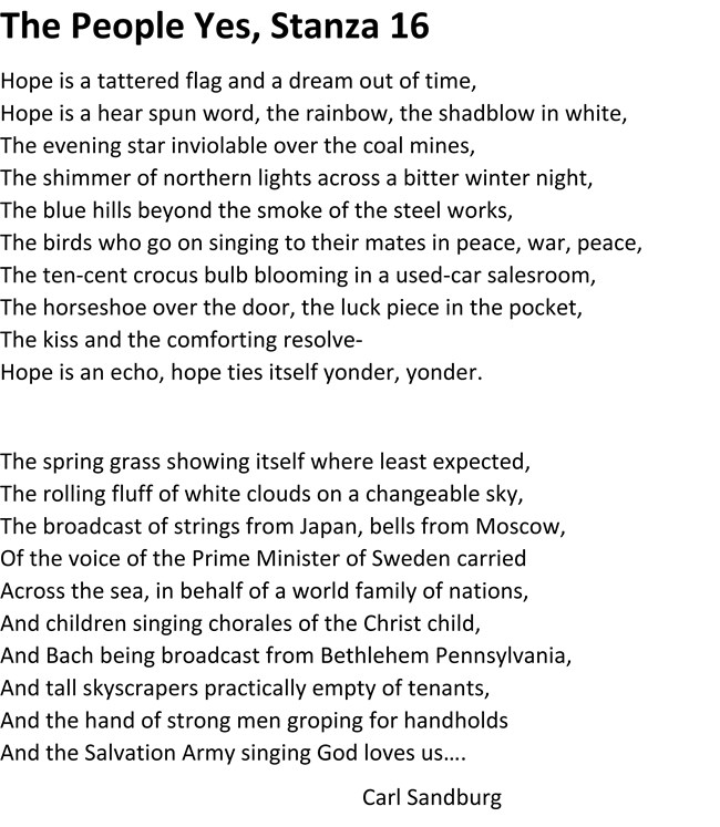 Excerpt from Carl Sandburg's book The People Yes