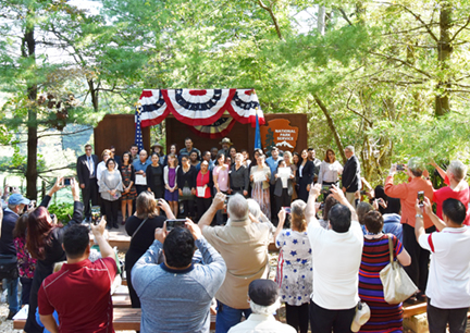 Twenty-five new citizens were welcomed at a Naturalization Ceremony in 2017 at the park Twenty-five new citizens were welcomed at a Naturalization Ceremony in 2017 at the park