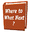 graphic of a book entitled Where to What next? a statement frequently made by Carl Sandburg in his epic poem The People, Yes.