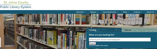 Screenshot of the library website and search tool.