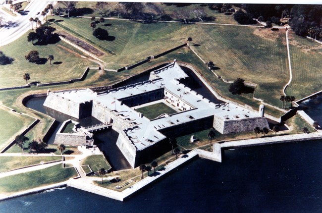 Castillo de San Marcos with water in the Moat