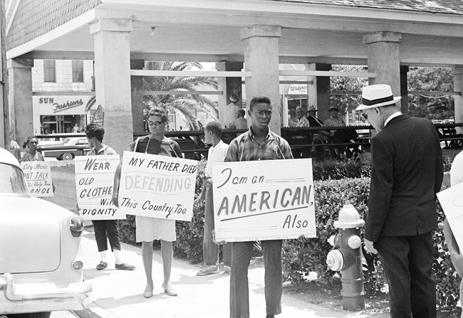 Civil Rights Movement demonstrators in downtown St. Augustine.