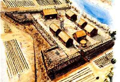 Drawing of the triangular earthen fort at Mose.