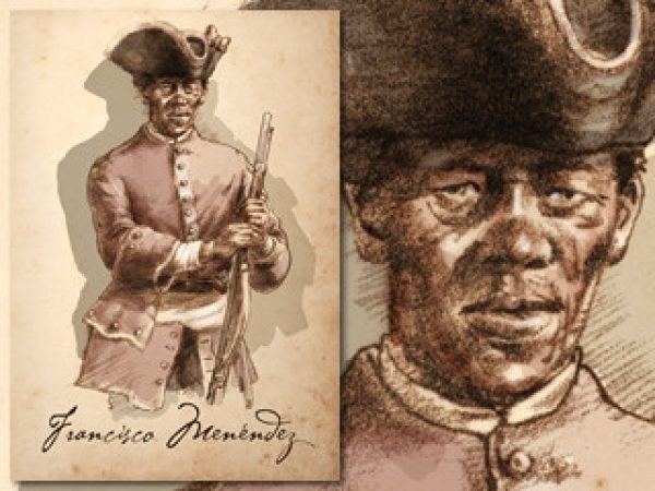 Illustration of Francisco Menendez in soldier uniform.