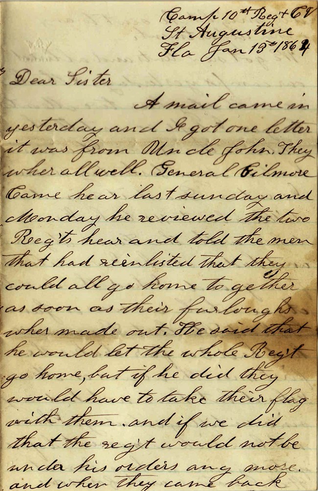 Handwritten letter by Elias Peck dated January 13, 1864