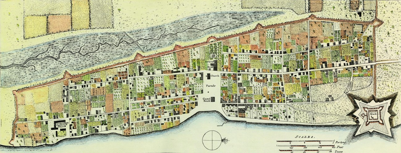 A map drawn during the British period shows the city's layout.
