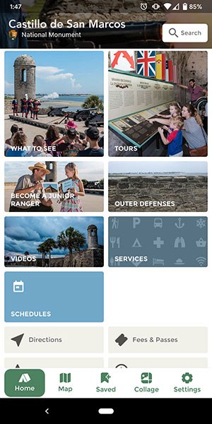 screenshot of castillo de san marcos app