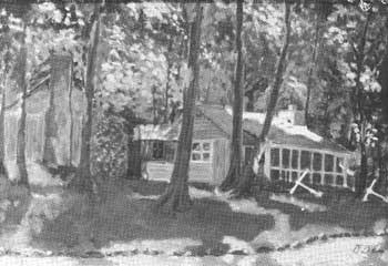 Eisenhower's painting of a cabin at Camp David