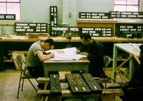 Corpsmen working in the sign shop.