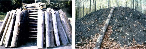 Charcoal hearth framework and covered in dirt Charcoal hearth framework and covered in dirt