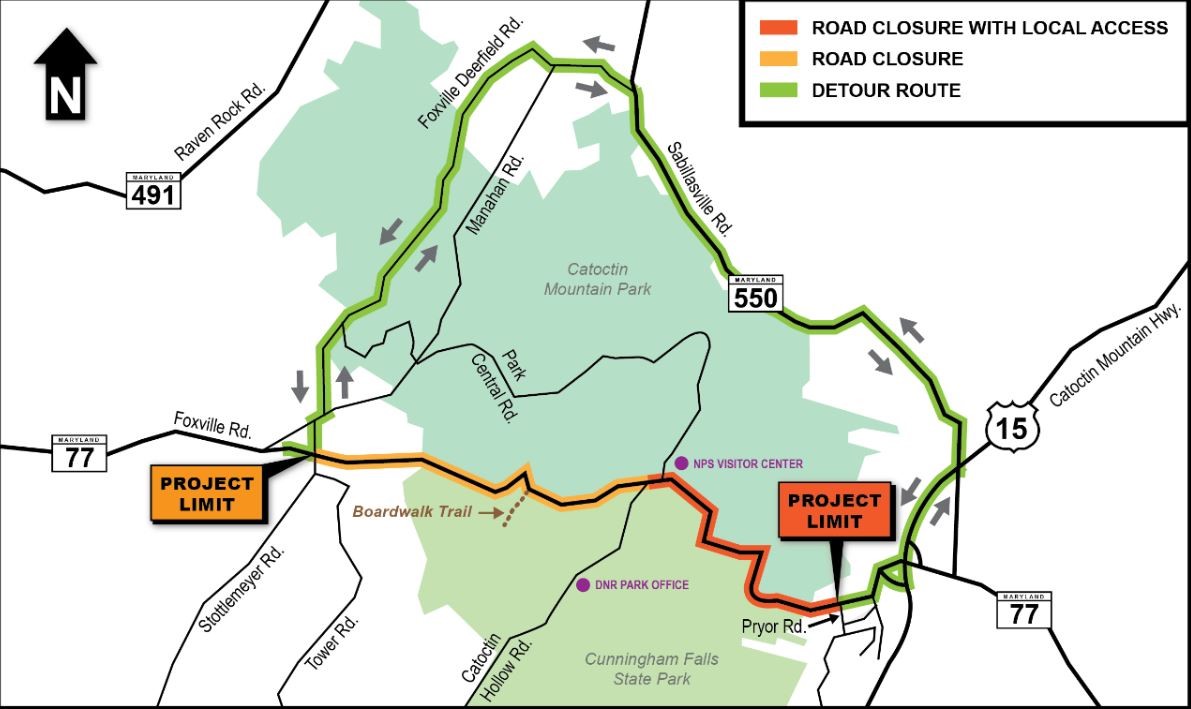 Cunningham Falls State Park Map Visitors To Catoctin Mountain Park And Cunningham Falls State Park To  Experience Spring And Summer Parking Limitations And Road Detours - Catoctin  Mountain Park (U.s. National Park Service)