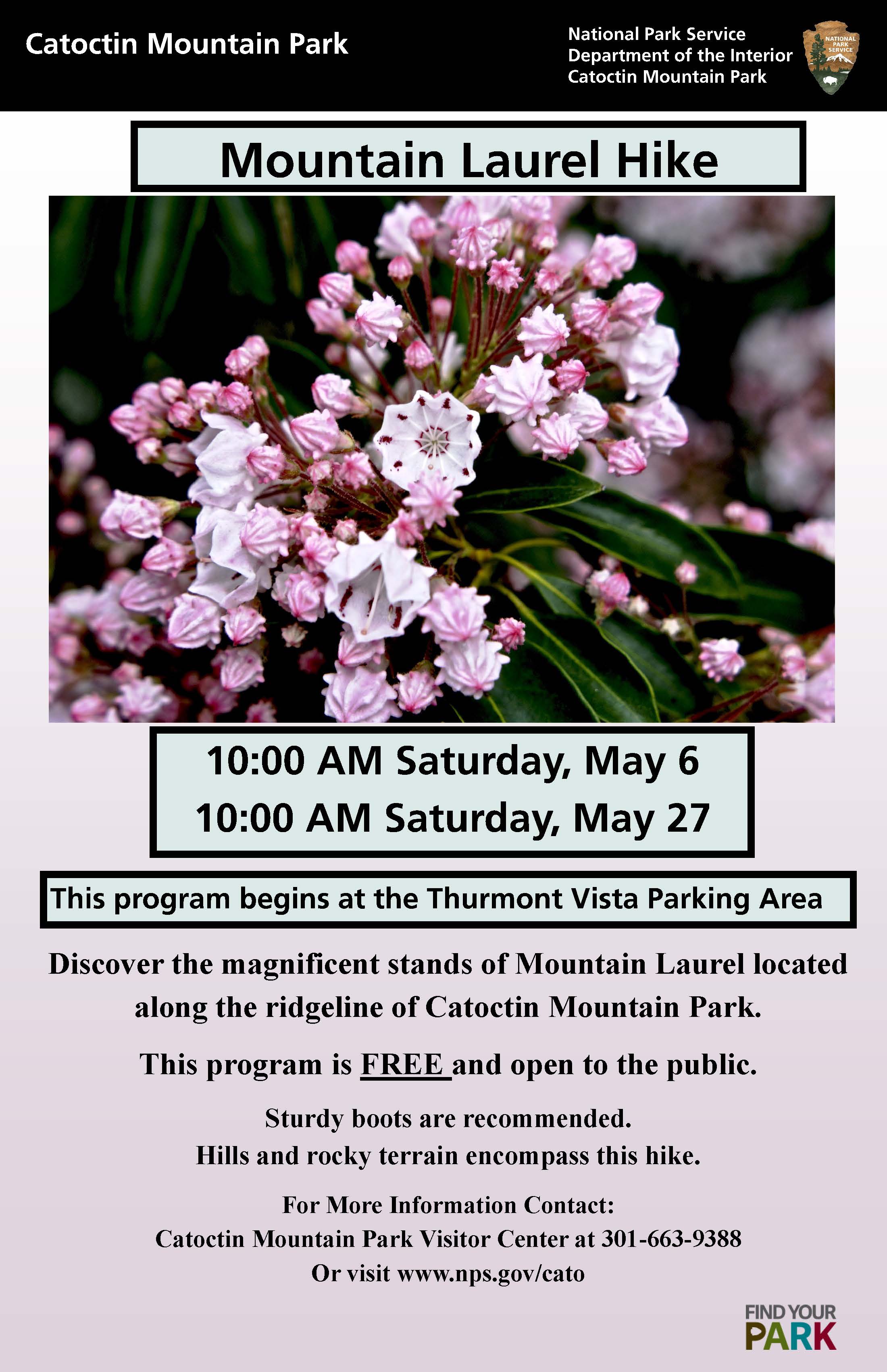Image of May 2017 Mountain Laurel hike poster Image of May 2017 Mountain Laurel hike poster