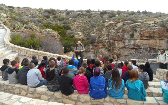 Photo of 4th grade field trip at the Natural Entrance. Photo of 4th grade field trip at the Natural Entrance.
