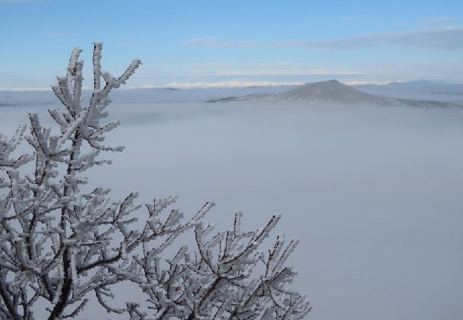 Freezing fog and clouds from the top of Capulin Volcano