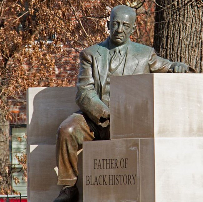 Dr. Carter G. Woodson Statue in Woodson Memorial Park, Shaw neighborhood Washington DC