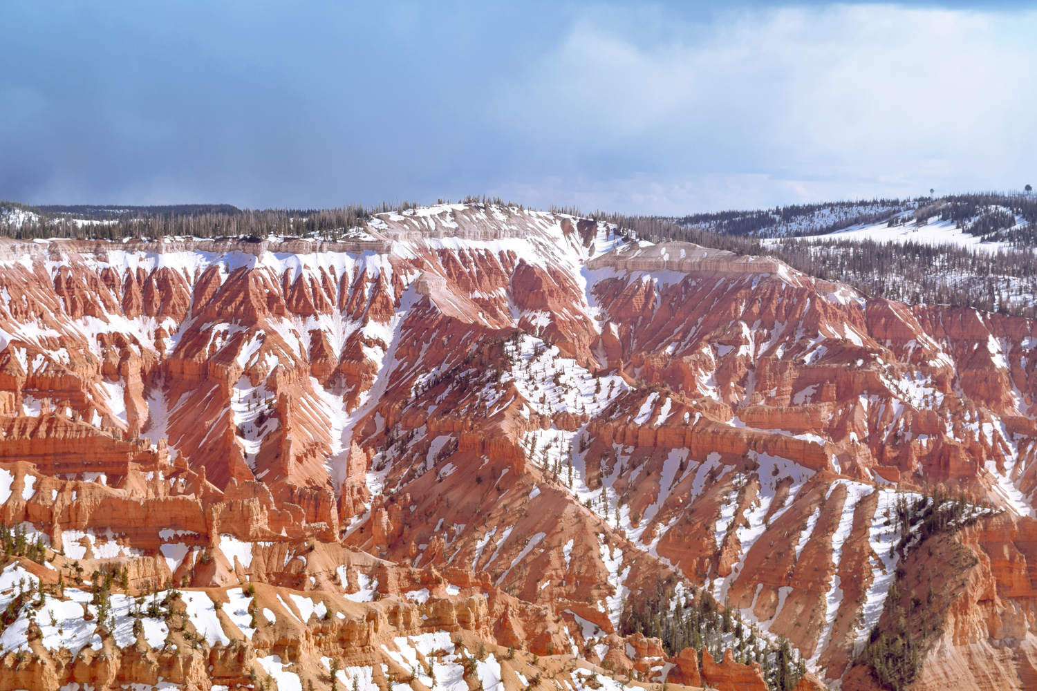Cedar Breaks in Winter Snow on the scenic Cedar Breaks Amphitheater