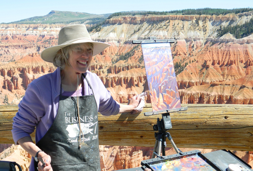 Valerie Orlemann at Point Supreme Artist and Painting on the rim of Point Supreme.