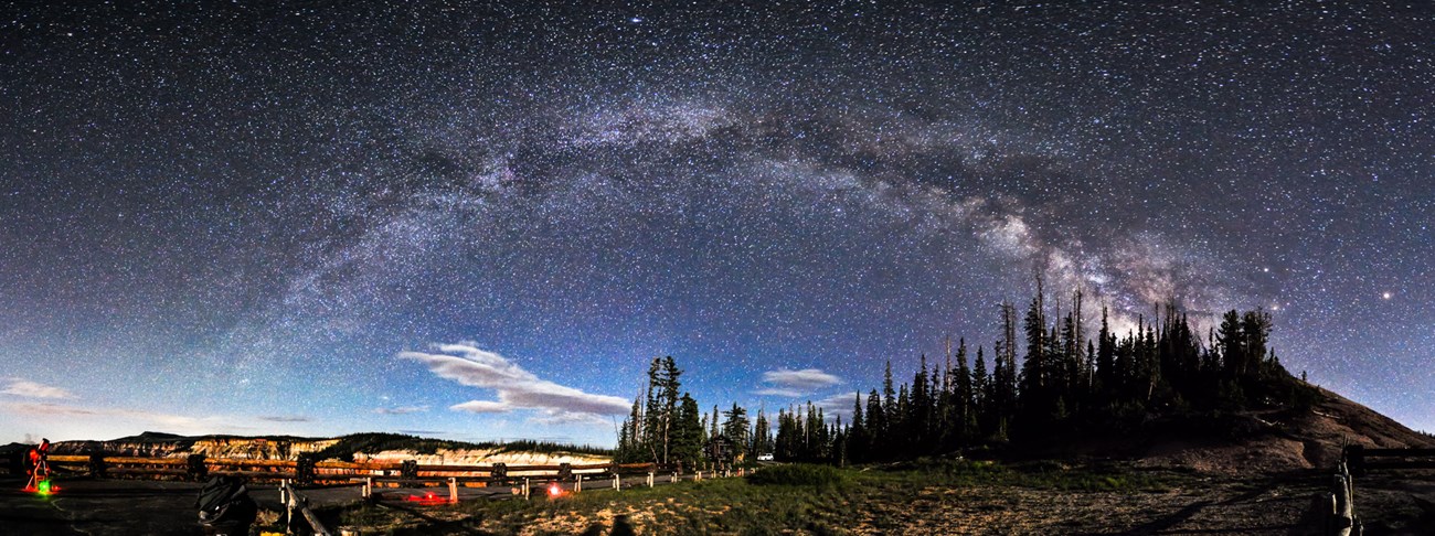 Milky Way Galaxy arching across night sky over Cedar Breaks
