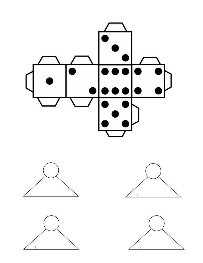 patterns for numbered cube and blank game pieces