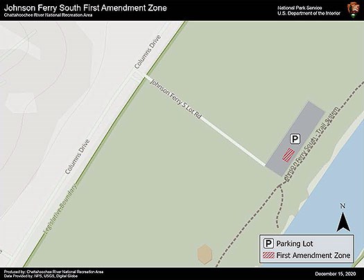 First Amendment Zone is the first four parking spaces to the left of the kiosk in the parking lot.