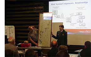 Chattahoochee River National Recreation Area Chief Ranger Scott Pfeninger (left) and Superintendent Patty Wissinger address the class.