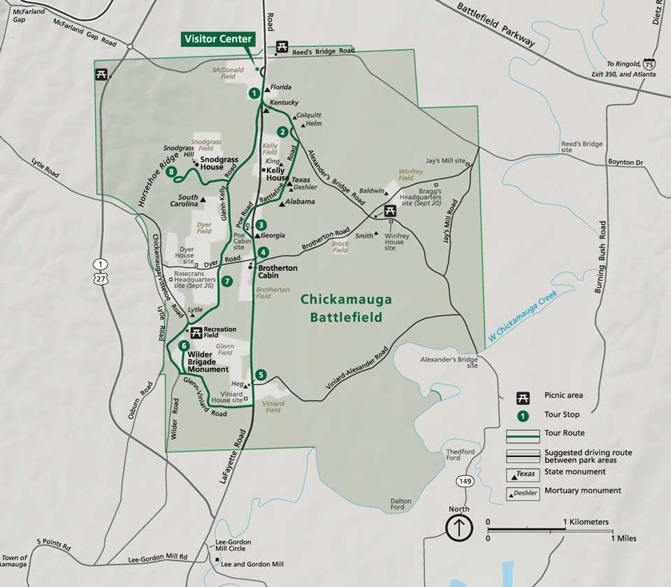chickamauga battlefield tour map