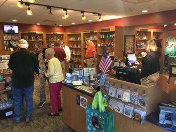 A photo of visitors browsing in the bookstore at Chickamauga and Chattanooga National Military Park.