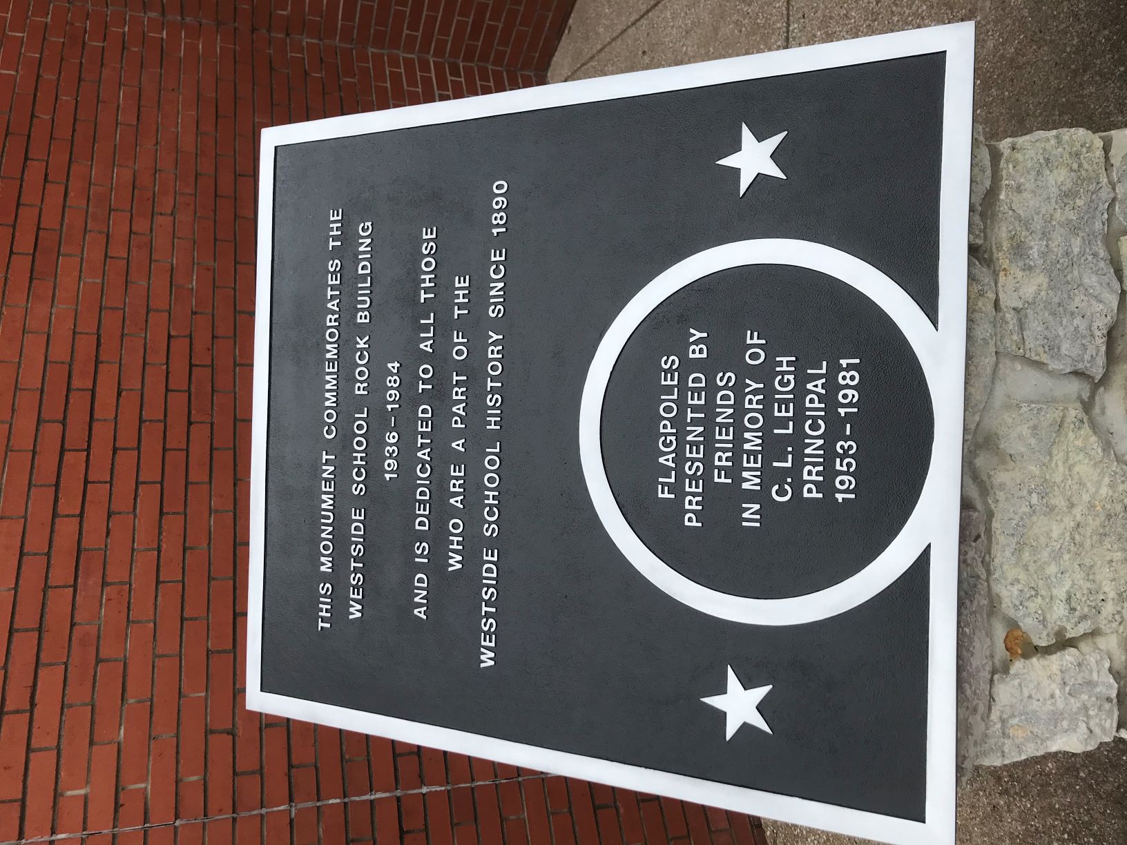 This back and silver plaque is located at Westside Elementary School in Catoosa County, Georgia