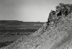 The slope of a canyon wall at Chaco Canyon.