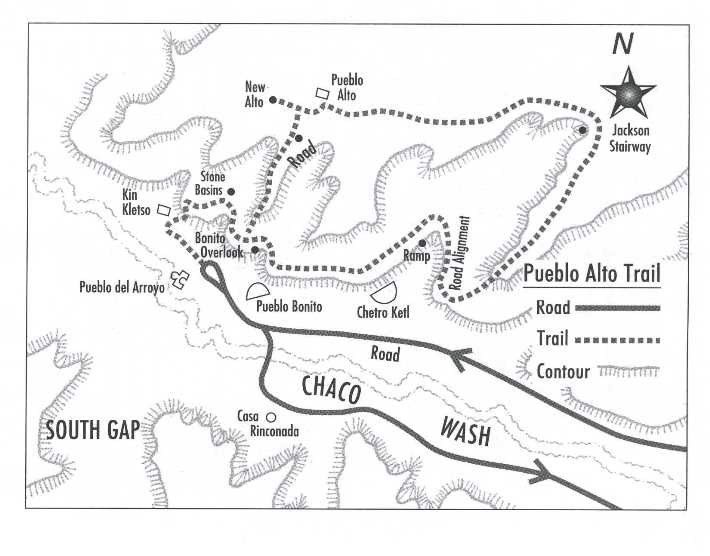 Map of trail to Pueblo Alto