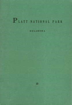 An old book cover in green. Words "Platt National Park" and "Oklahoma"