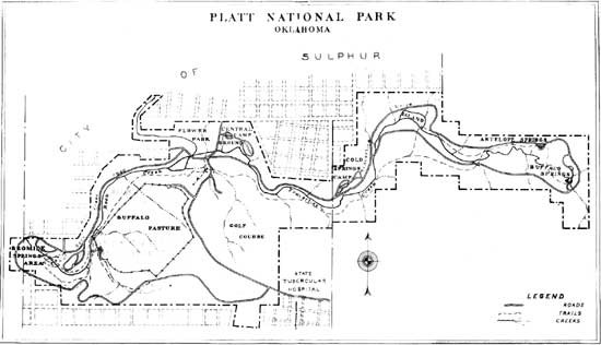 Park map showing roads and facilities