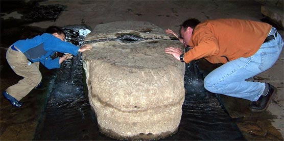 Father and son drinking from Pavilion Spring