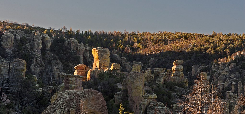 Rock formations in sunset light