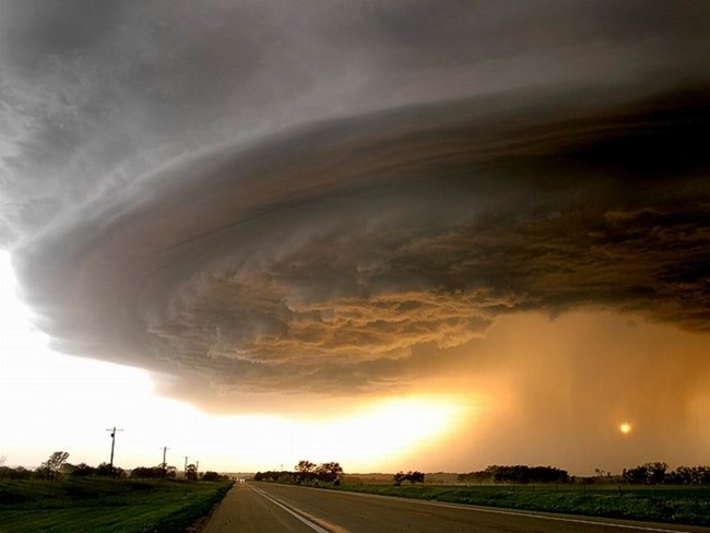 A dramatic storm forms outside of the park