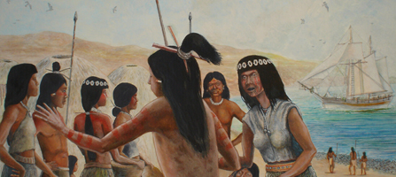 Painting of an American Indian woman on San Nicolas Island in the 1800s Painting of an American Indian woman on San Nicolas Island in the 1800s