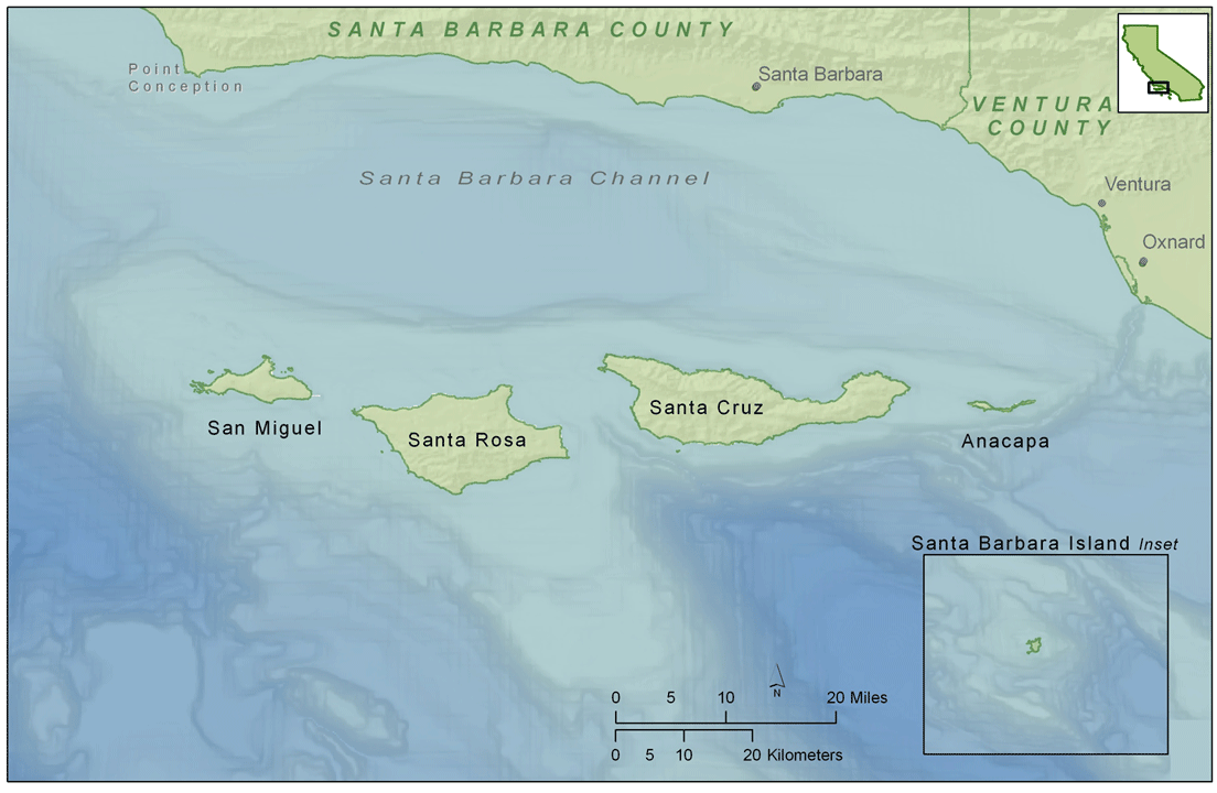 Map of Channel Islands National Park and surrounding waters